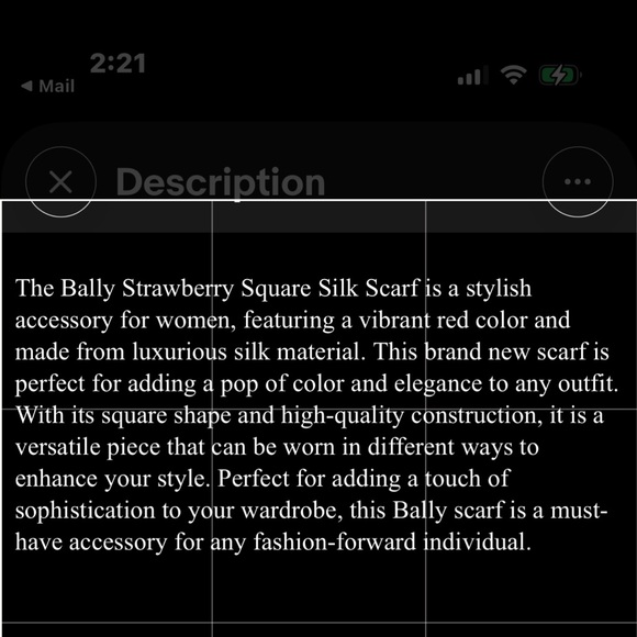 Bally NWT strawberry silk scarf square 35 X 34” - Picture 11 of 11